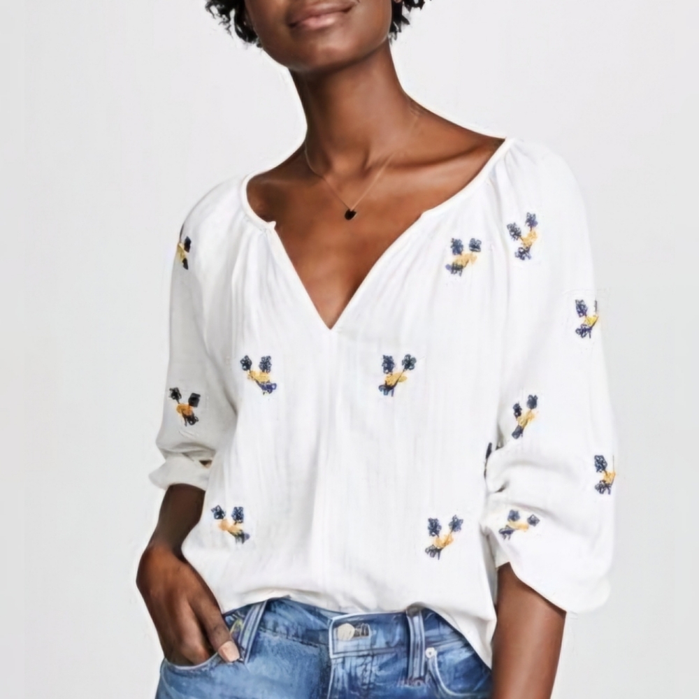 Velvet by Graham & Spence Cotton Embroidered Salem Top XL